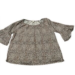 Michael Kors Brown Leopard Print Blouse size 1X